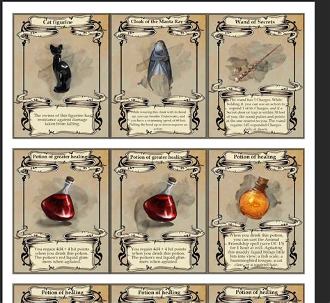 Witchcraft item cards